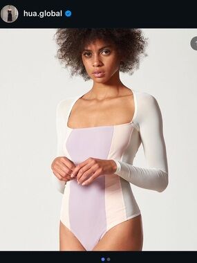 Colorblock Long Sleeve Bodysuit - Lilac & Cream